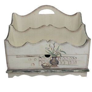 Wooden Cottage Letter Holder Organizer Shabby Distressed Floral